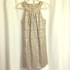Trina Turk metallic shift dress with pockets